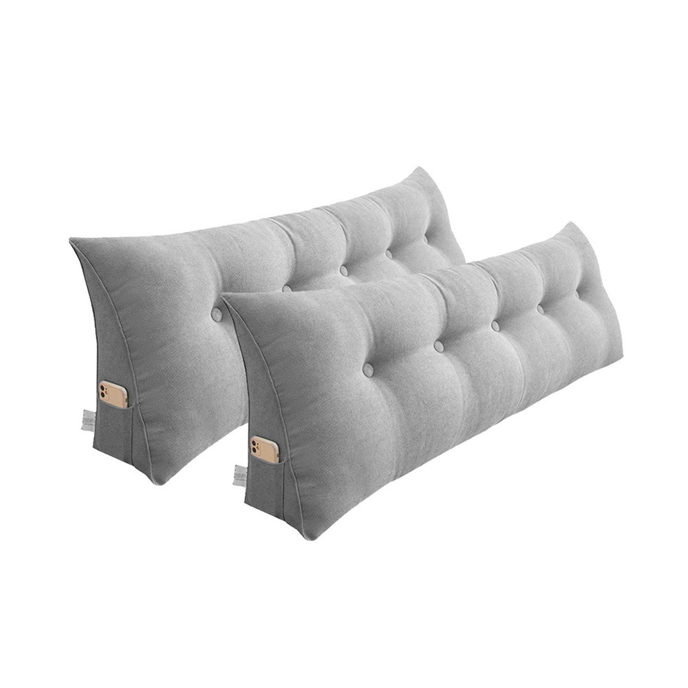 SOGA 2X 150cm Silver Triangular Wedge Bed Pillow Headboard Backrest Bedside Tatami Cushion Home Dec