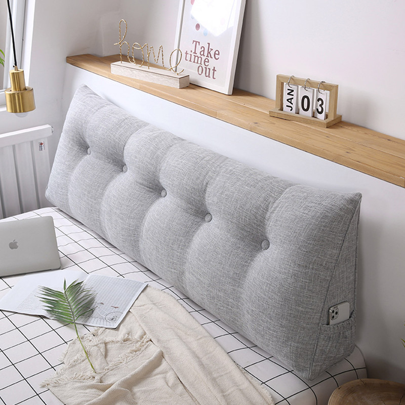 SOGA 2X 150cm Silver Triangular Wedge Bed Pillow Headboard Backrest Bedside Tatami Cushion Home Dec