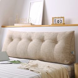 soga 2x 180cm beige triangular wedge bed pillow headboard backrest