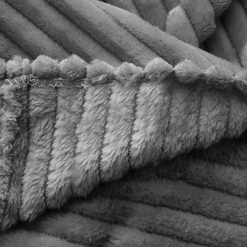 SOGA 2X GreyThrow Blanket Warm Cozy Striped Pattern Thin Flannel Coverlet Fleece Bed Sofa Comforter