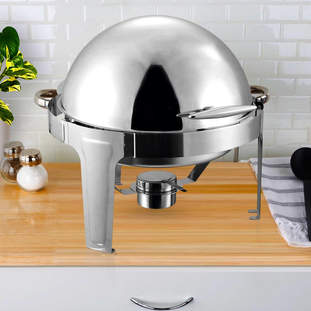 SOGA 4X 6L Stainless Steel Chafing Food Warmer Catering Dish Round Roll Top 1
