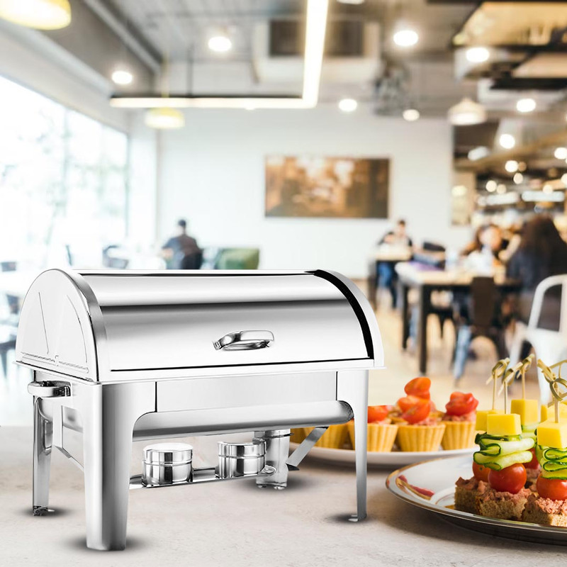 SOGA 4X 9L Stainless Steel Full Size Roll Top Chafing Dish Food Warmer 1