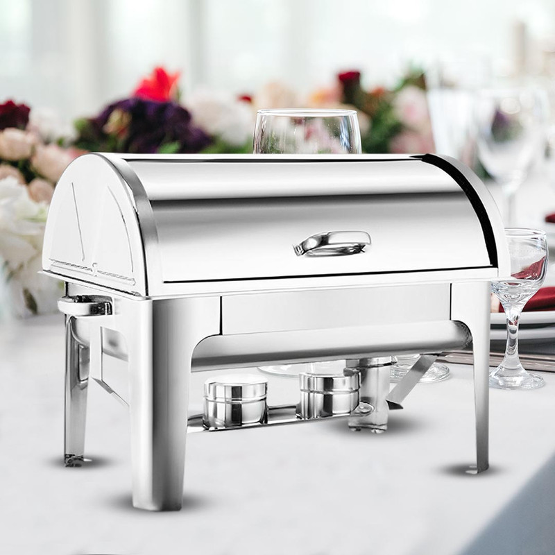 SOGA 4X 9L Stainless Steel Full Size Roll Top Chafing Dish Food Warmer 2