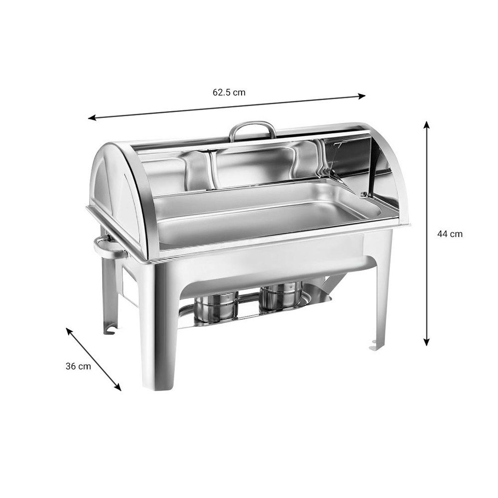 SOGA 4X 9L Stainless Steel Full Size Roll Top Chafing Dish Food Warmer 3