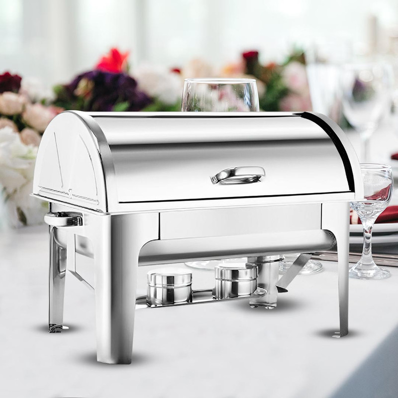 SOGA 4X 45L Dual Tray Stainless Steel Roll Top Chafing Dish Food Warmer 2