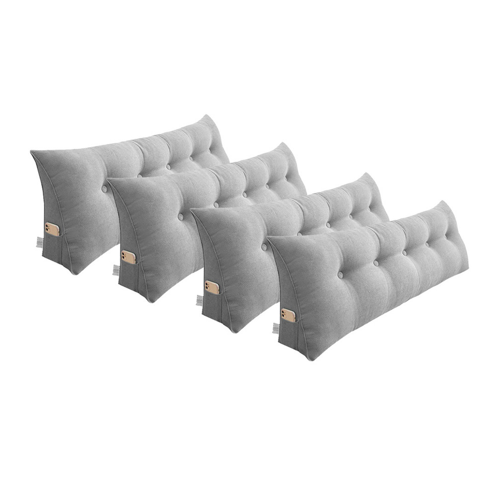 SOGA 4X 150cm Silver Triangular Wedge Bed Pillow Headboard Backrest Bedside Tatami Cushion Home Dec