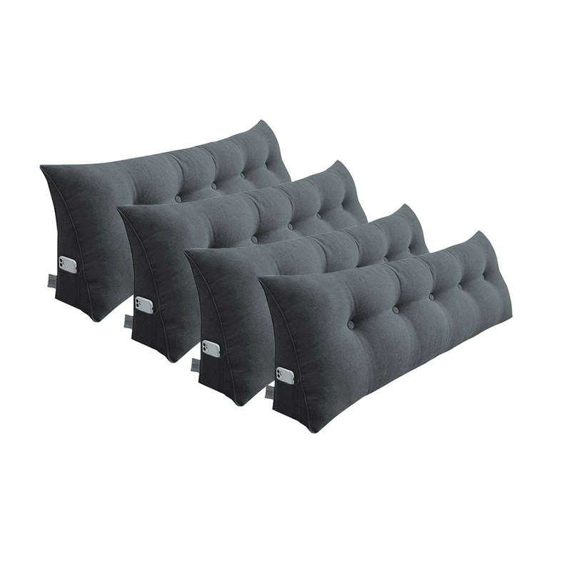 SOGA 4X 100cm Dark Grey Triangular Wedge Bed Pillow Headboard Backrest Bedside Tatami Cushion Home