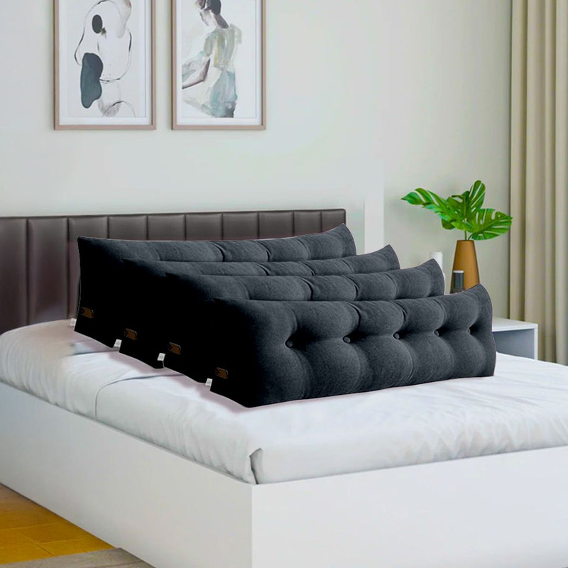 SOGA 4X 100cm Dark Grey Triangular Wedge Bed Pillow Headboard Backrest Bedside Tatami Cushion Home