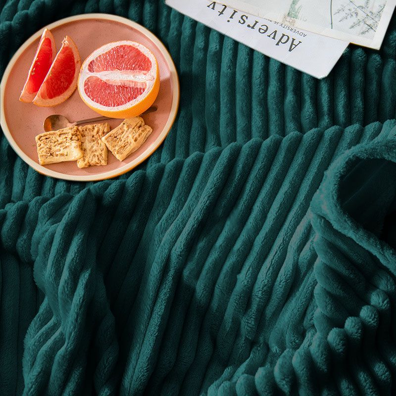 SOGA 2X Dark GreenThrow Blanket Warm Cozy Striped Pattern Thin Flannel Coverlet Fleece Bed Sofa Com