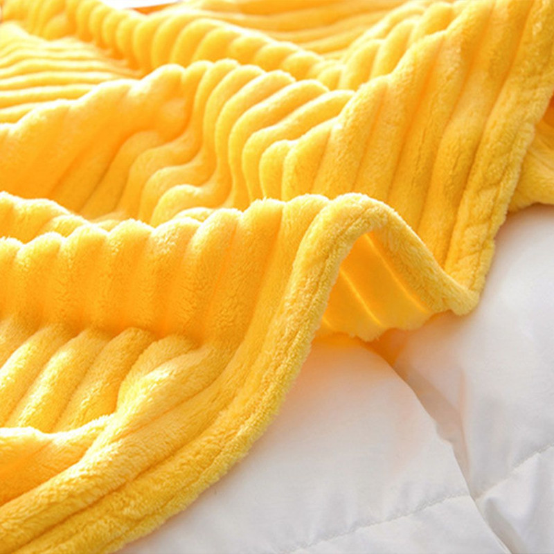 SOGA 2X Yellow Throw Blanket Warm Cozy Striped Pattern Thin Flannel Coverlet Fleece Bed Sofa Comfor