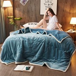 soga 2x lake blue throw blanket warm cozy double sided thick flannel coverlet fleece bed sofa comforter