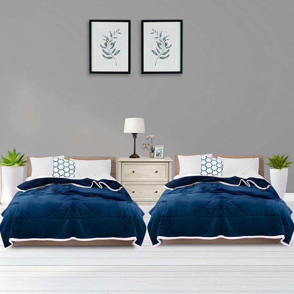 SOGA 2X Navy Blue Throw Blanket Warm Cozy Double Sided Thick Flannel Coverlet Fleece Bed Sofa Comfo