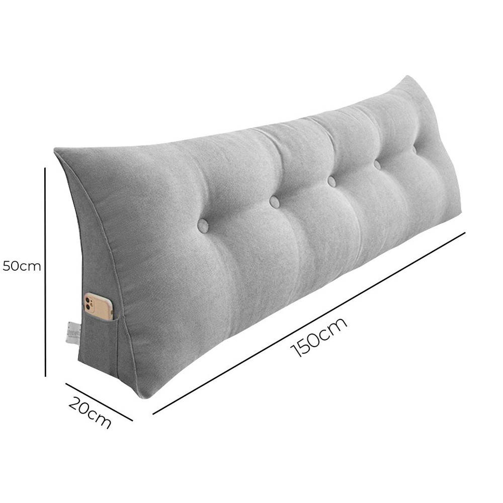 SOGA 2X 150cm Silver Triangular Wedge Bed Pillow Headboard Backrest Bedside Tatami Cushion Home Dec