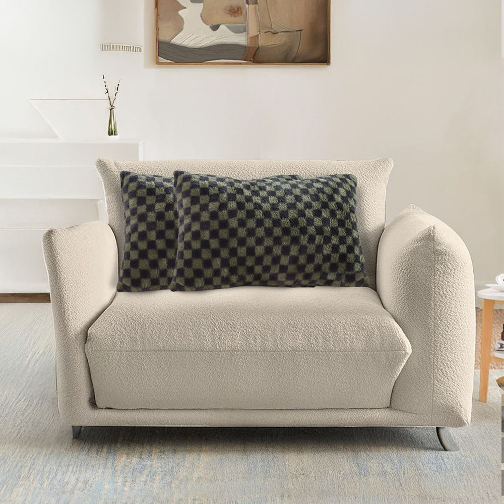 SOGA 2X 30cm Urban Light Luxury Dark Green Checkered Lumbar Throw Pillow 0