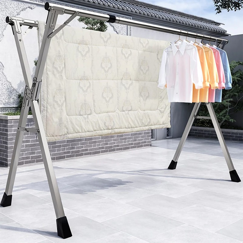SOGA 2X 24m Portable Standing Clothes Drying Rack Foldable SpaceSaving Laundry Holder Indoor Outdoo