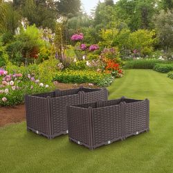 soga 2x 80cm raised planter box vegetable herb flower outdoor plastic plants garden bed deepen