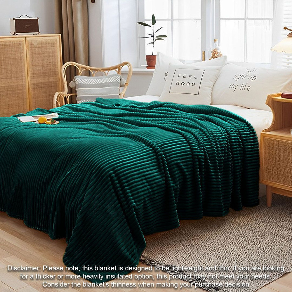 SOGA Dark GreenThrow Blanket Warm Cozy Striped Pattern Thin Bed Sofa Comforter 8