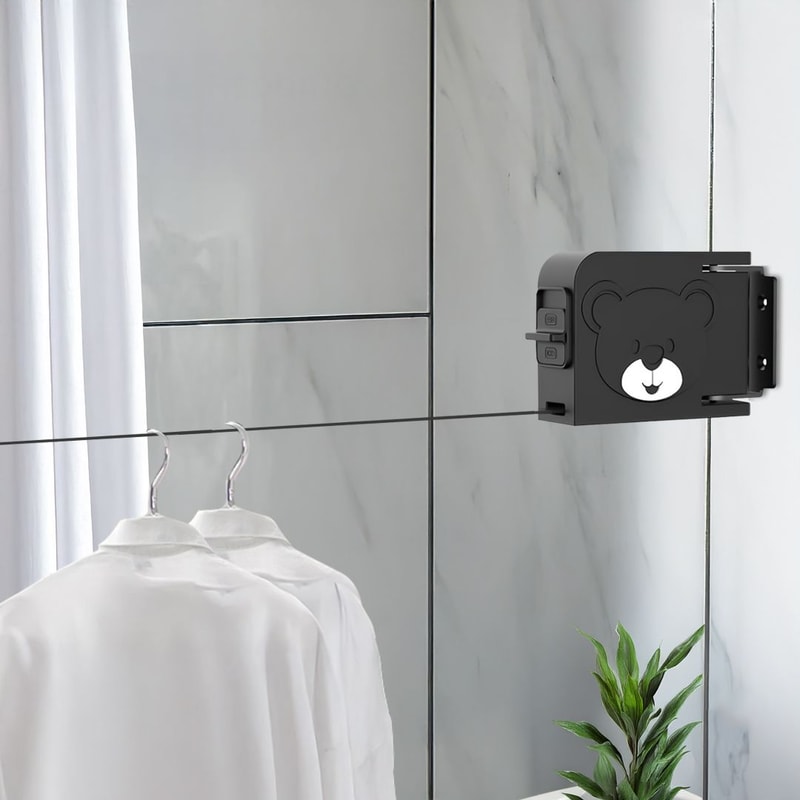 SOGA 160mm WallMounted Clothes Line Dry Foldable Hanger Black 8