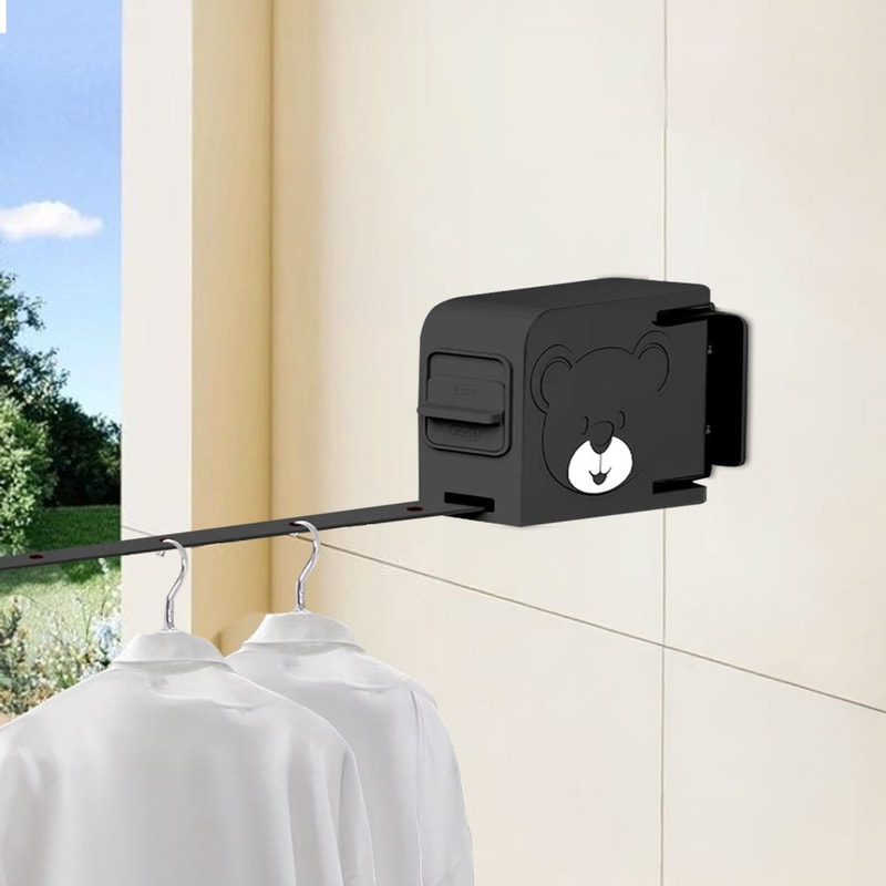 SOGA 160mm WallMounted Clothes Line Dry Foldable Hanger Black 9