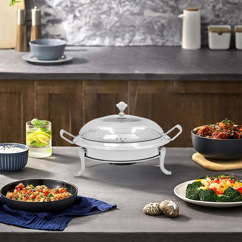 SOGA Stainless Steel Round Buffet Chafing Dish Cater Food Warmer Chafer With Glass Top Lid 6