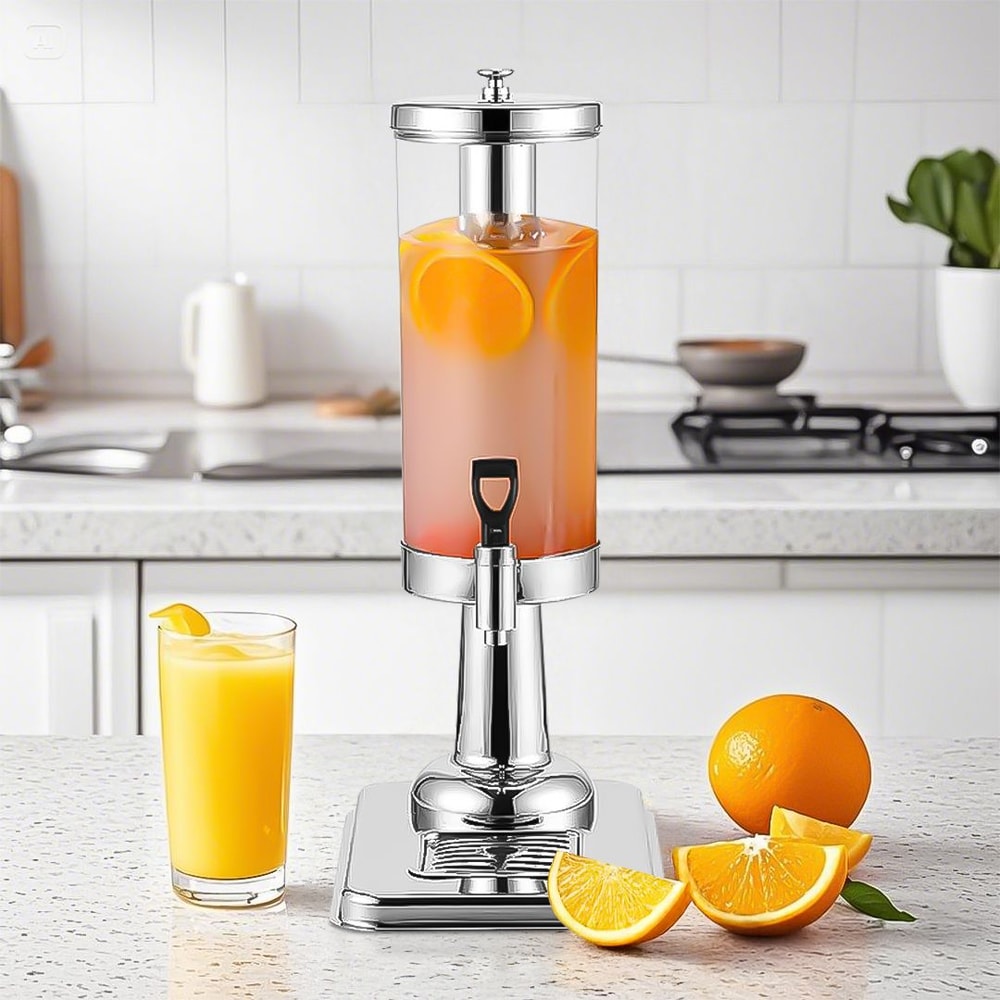 SOGA 2X Single 3L Silver Stainless Steel Beverage Dispenser Ice Cylinder Clear Juicer Hot Cold Wate 0