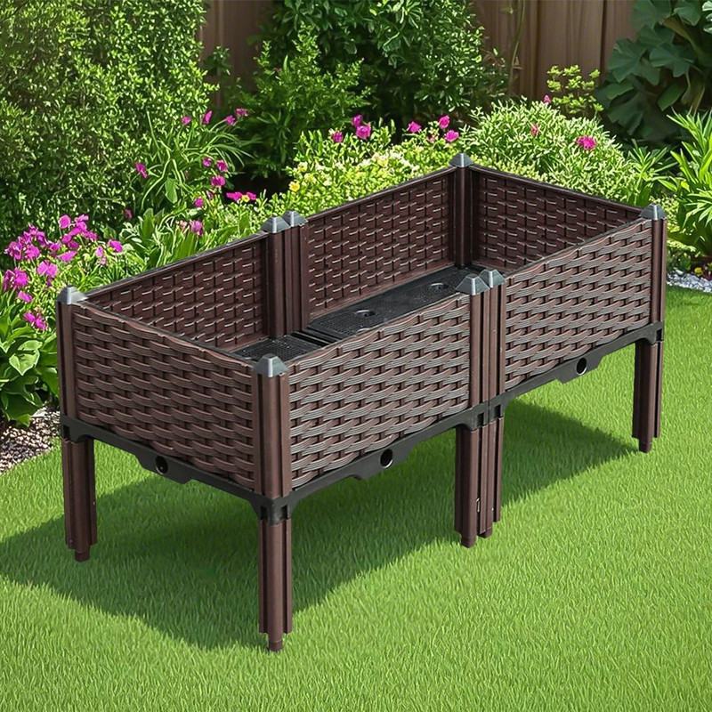 SOGA 80cm Raised Planter Box Vegetable Herb Flower Outdoor Plastic Plants Garden Bed With Legs 0