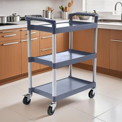 soga 3 tier food trolley portable kitchen cart multifunctional big utility service with wheels 830x420x950mm gray