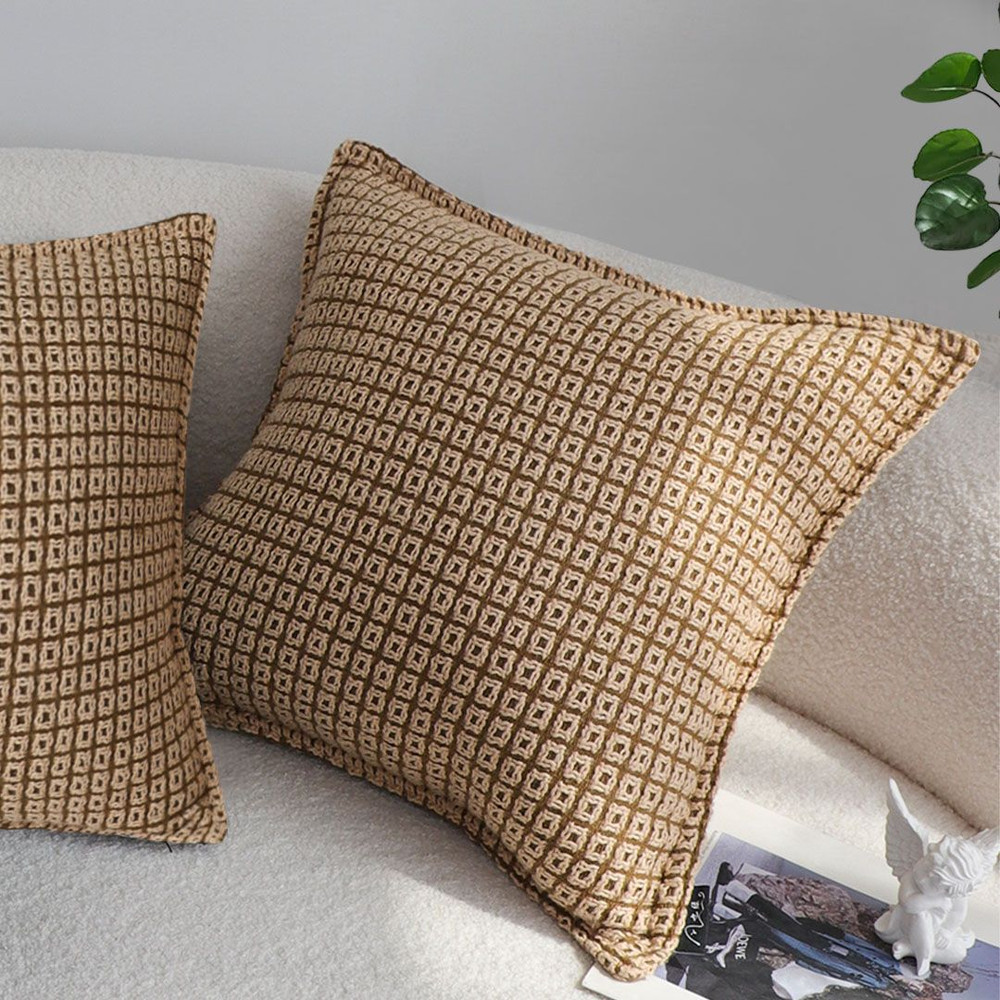 SOGA 45cm Cozy Brown Geometric Knit Polyester Pillow Cover 4