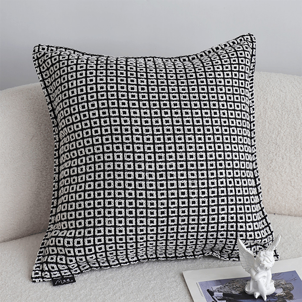 SOGA 45cm Monochrome Black White Decorative Polyester Pillowcase 2