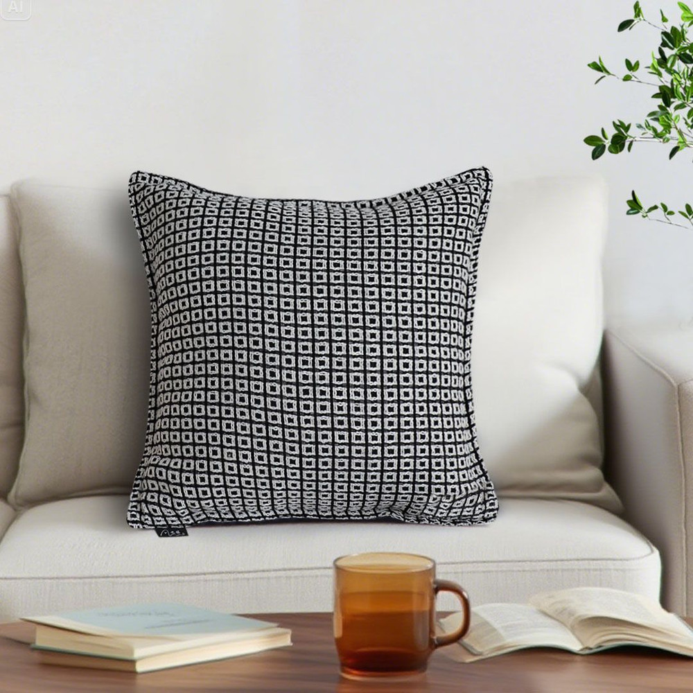 SOGA 45cm Monochrome Black White Decorative Polyester Pillowcase 6