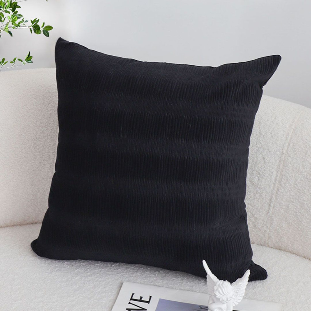 SOGA 45cm Luxurious Black Velvet Polyester Throw Pillow Cover 2