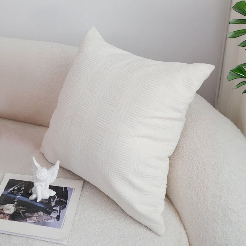 SOGA 45cm Cream Corduroy Polyester Throw Pillow Cover 6