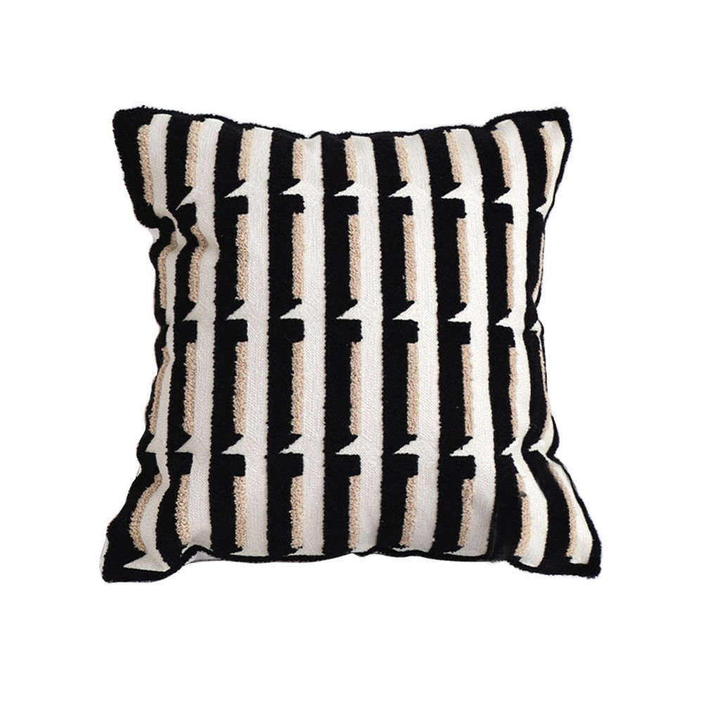 SOGA 45cm Black White Modern Stripe Tufted Polyester Pillow Cover 1