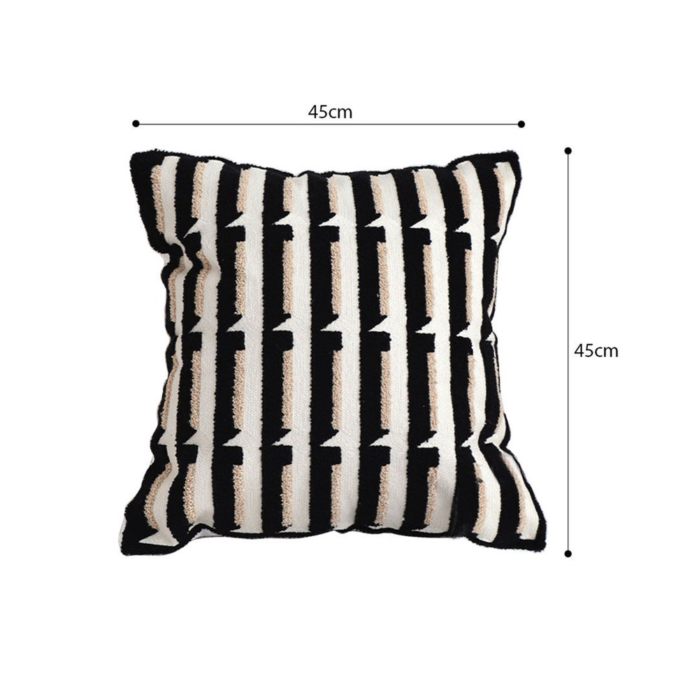 SOGA 45cm Black White Modern Stripe Tufted Polyester Pillow Cover 5