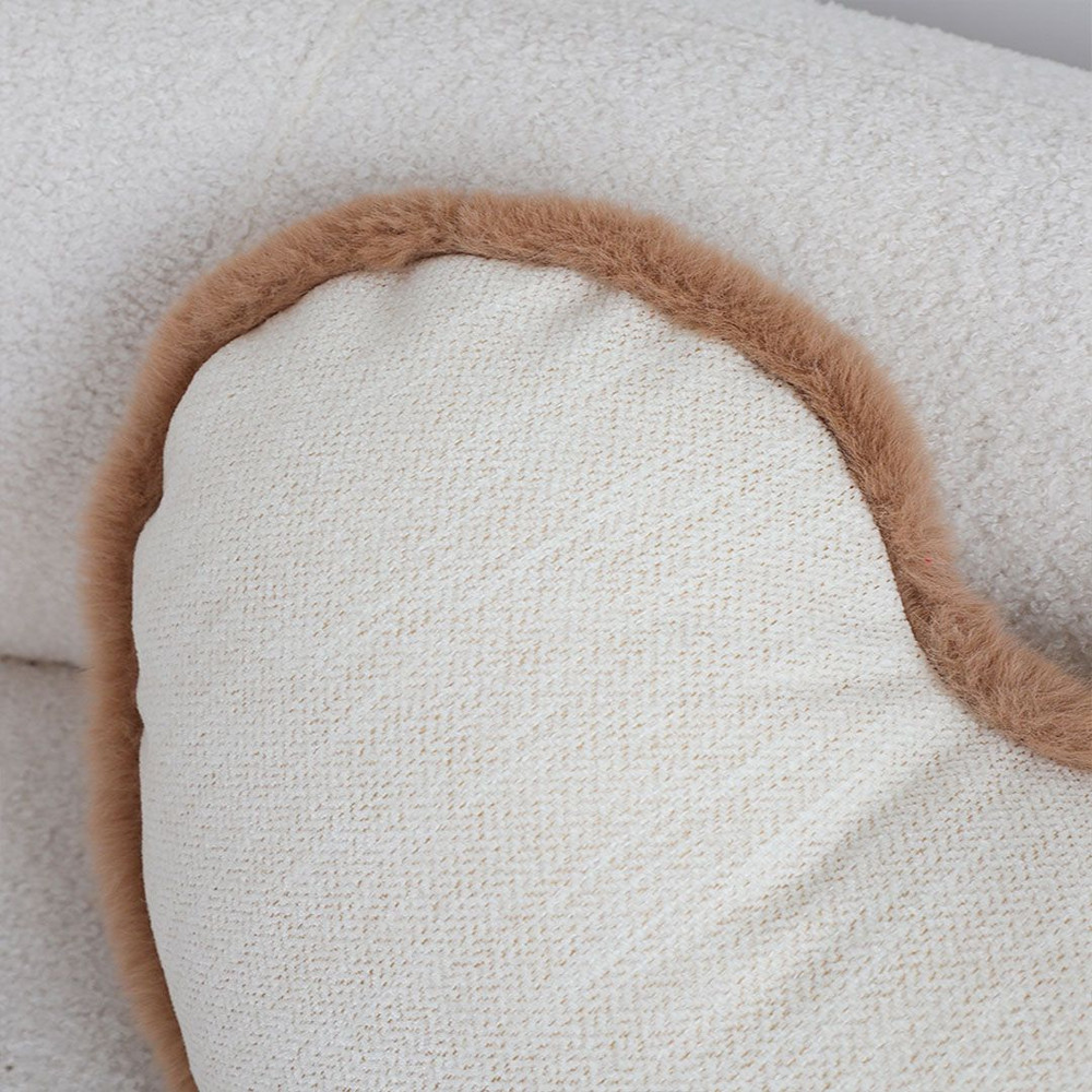 SOGA 42x32cm HeartShaped Beige Brown OffWhite Plush Polyester Pillow Cover 6