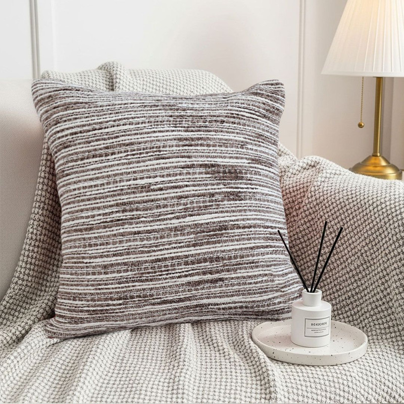 SOGA 45cm Neutral Striped Woven Pillowcase 2