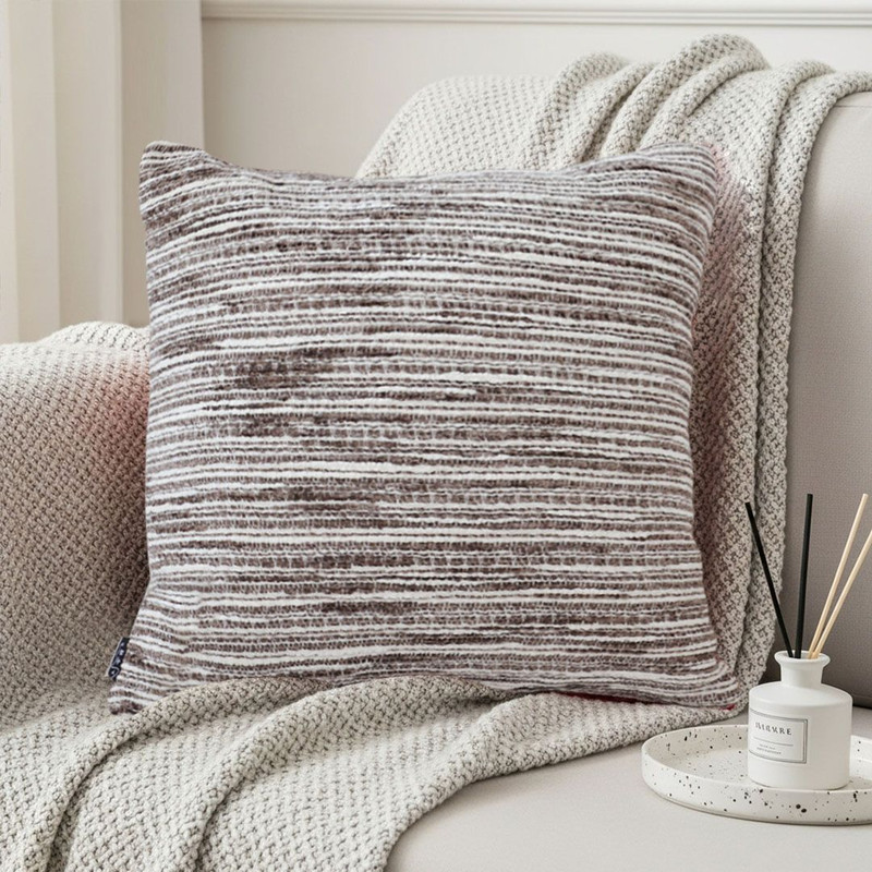 SOGA 45cm Neutral Striped Woven Pillowcase 0