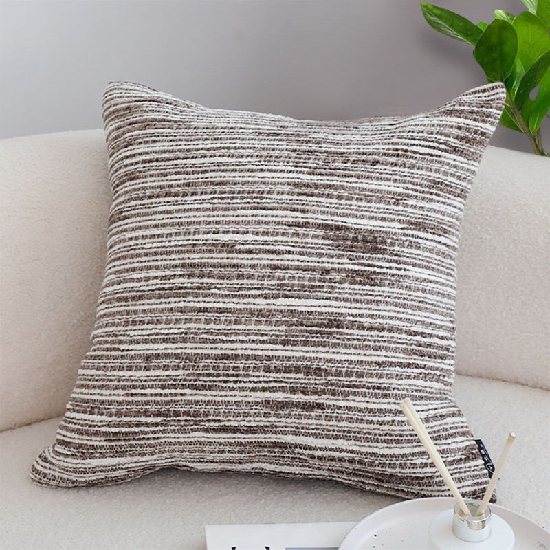 SOGA 45cm Neutral Striped Woven Pillowcase 3