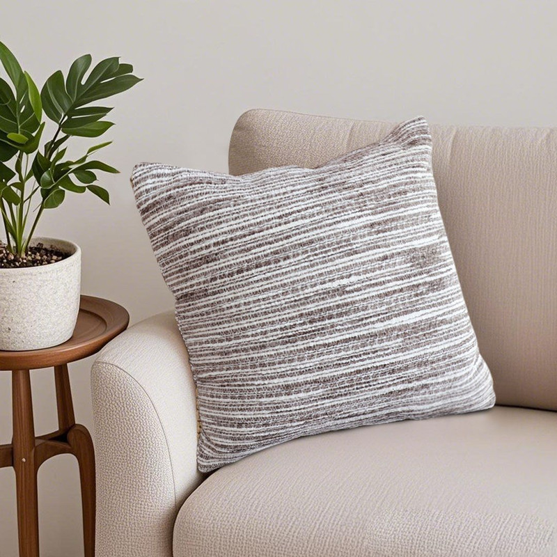 SOGA 45cm Neutral Striped Woven Pillowcase 5