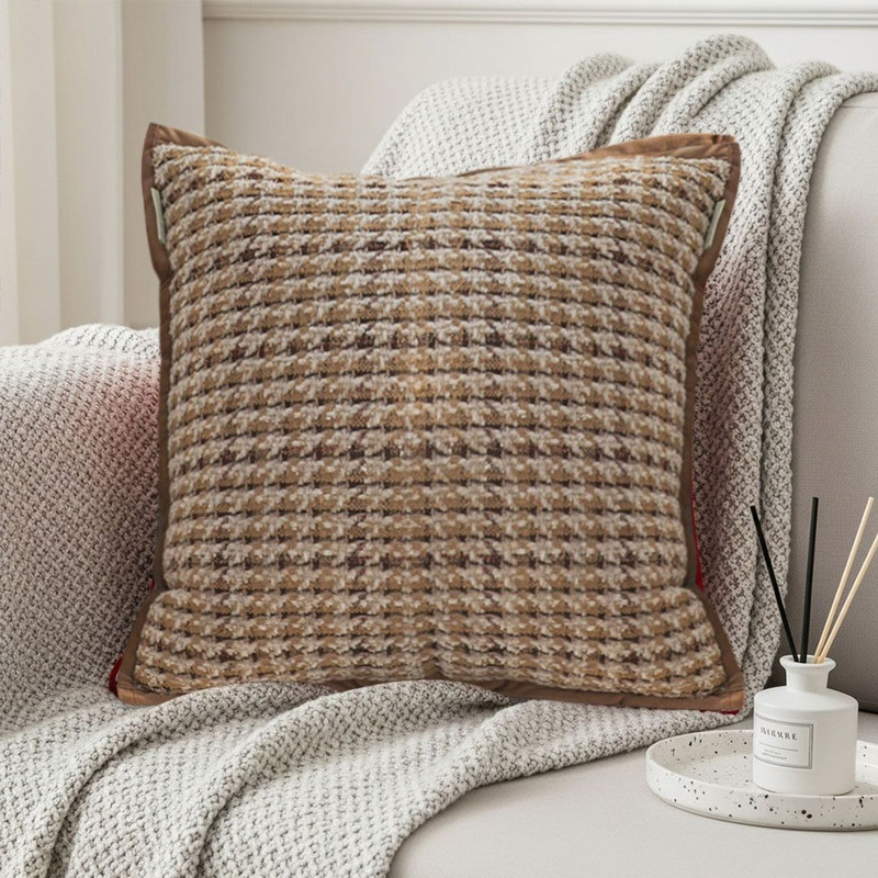 SOGA 45cm Cozy Woven Brown Pillowcase 2