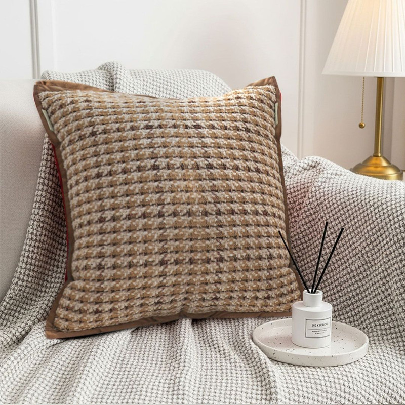 SOGA 45cm Cozy Woven Brown Pillowcase 3