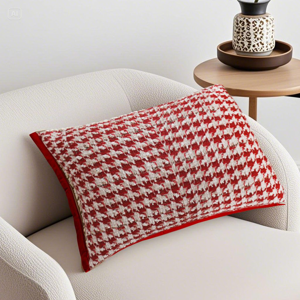SOGA 30x50cm Cozy Textured Red White Pillowcase 2