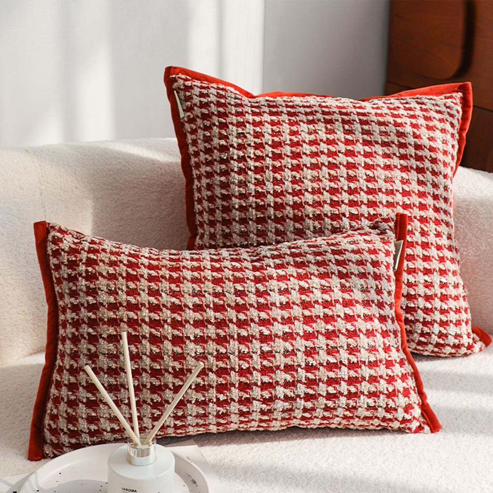 SOGA 30x50cm Cozy Textured Red White Pillowcase 3