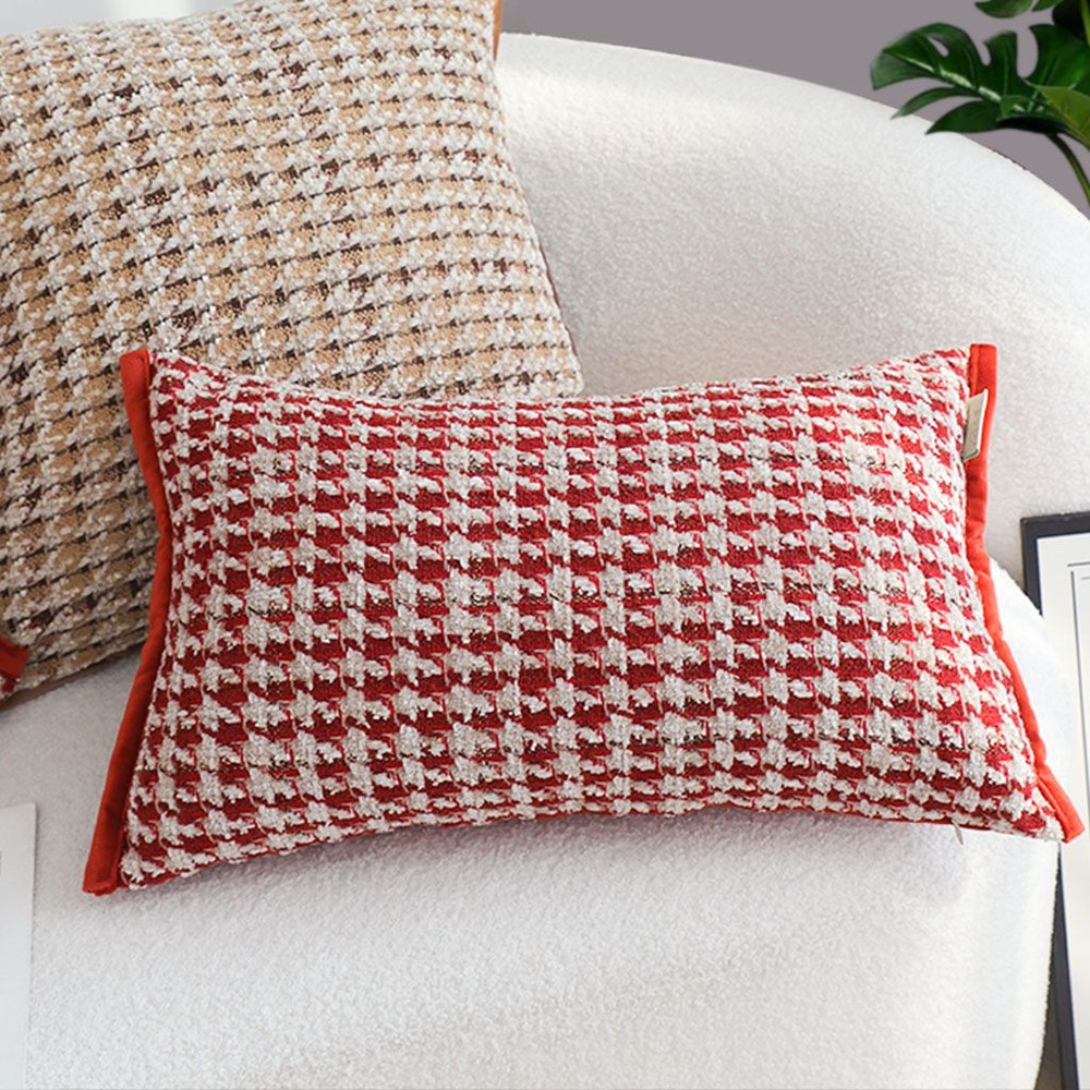 SOGA 30x50cm Cozy Textured Red White Pillowcase 5