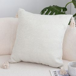 soga 45cm minimalist cream tassel pillowcase with tassels