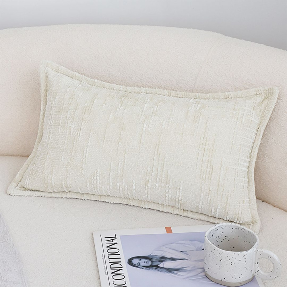 SOGA 30X50cm Elegant Cream Lumbar Pillowcase 0