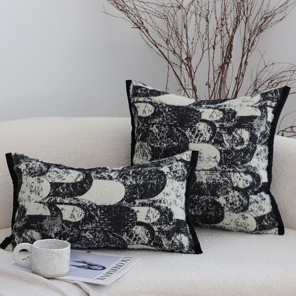 SOGA 30X50cm Modern Black White Abstract Lumbar Pillowcase 2