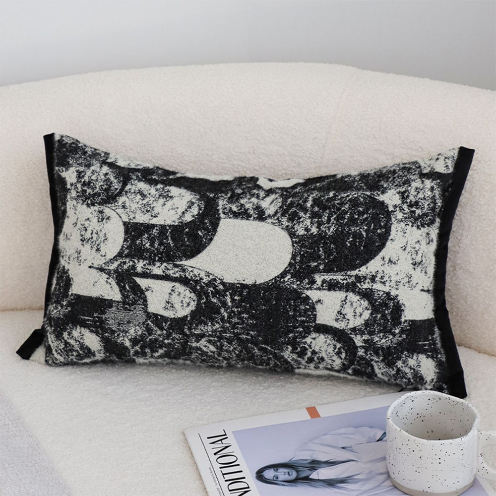 SOGA 30X50cm Modern Black White Abstract Lumbar Pillowcase 0