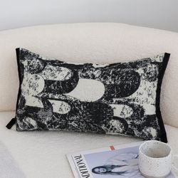 soga 30x50cm modern black & white abstract lumbar pillowcase