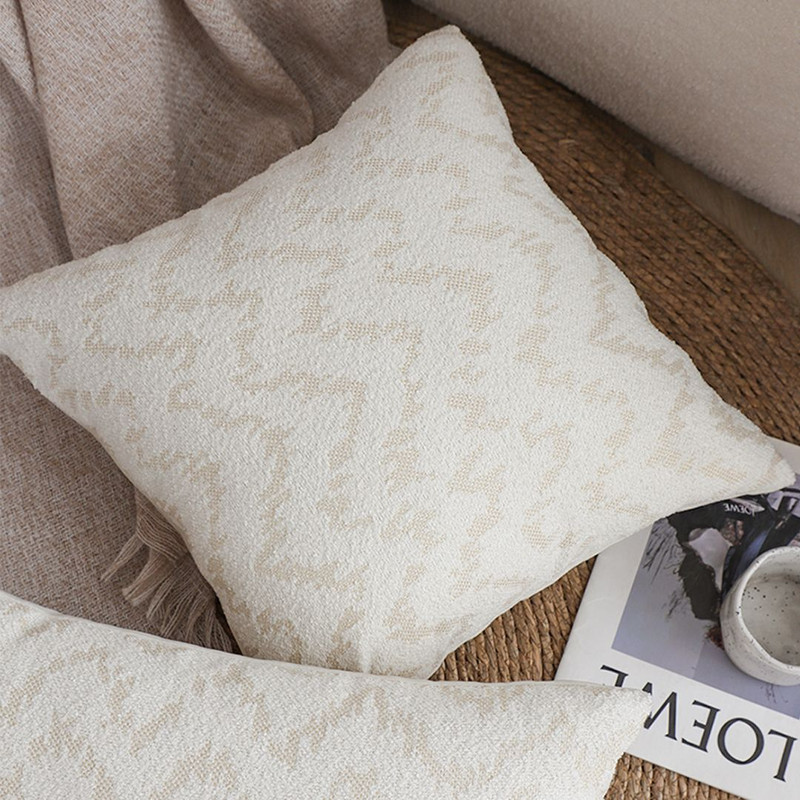 SOGA 45cm Cream Chevron Embroidered Pillowcase 2